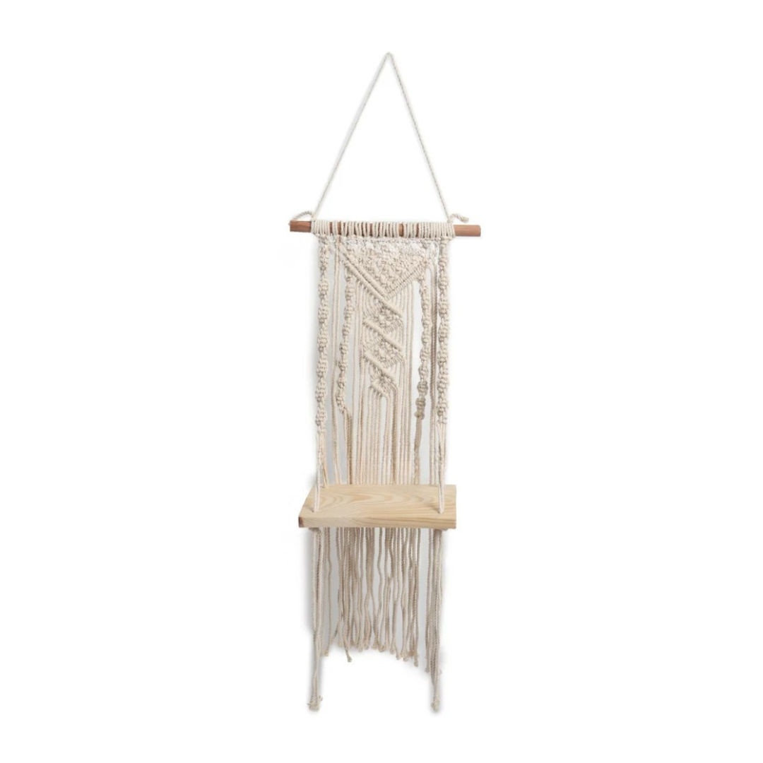 Artisanal Macrame Wall Hanging Shelf Rustic Storage Solution